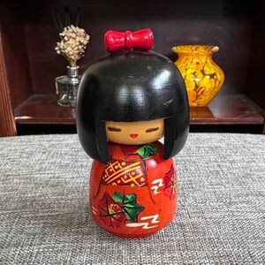 Stanley Red and Black Kokeshi Doll